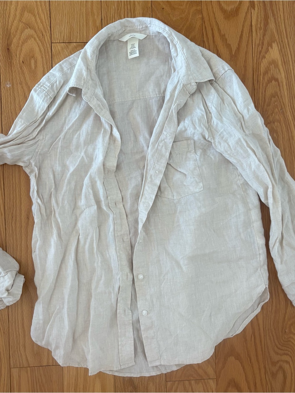 Light Beige Linen Button-Up Shirt
